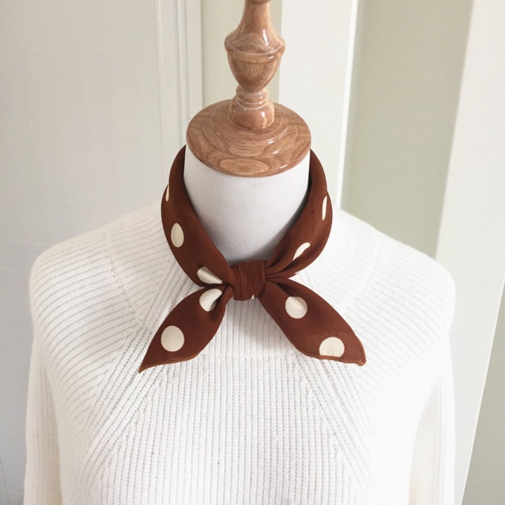 Caramel Brown Polka Dot Scarf